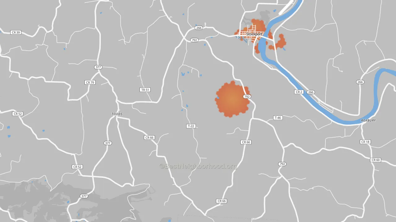 Bike Grade map of Todds, OH