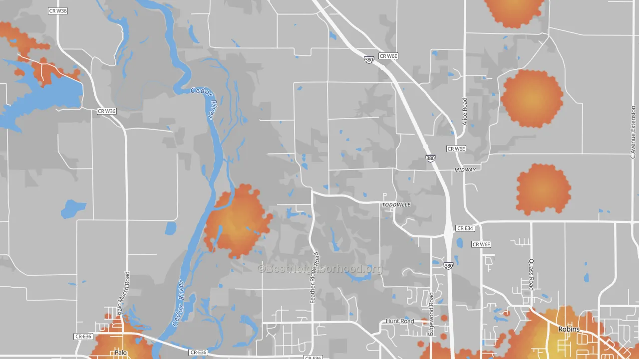 Bike Grade map of Toddville, IA