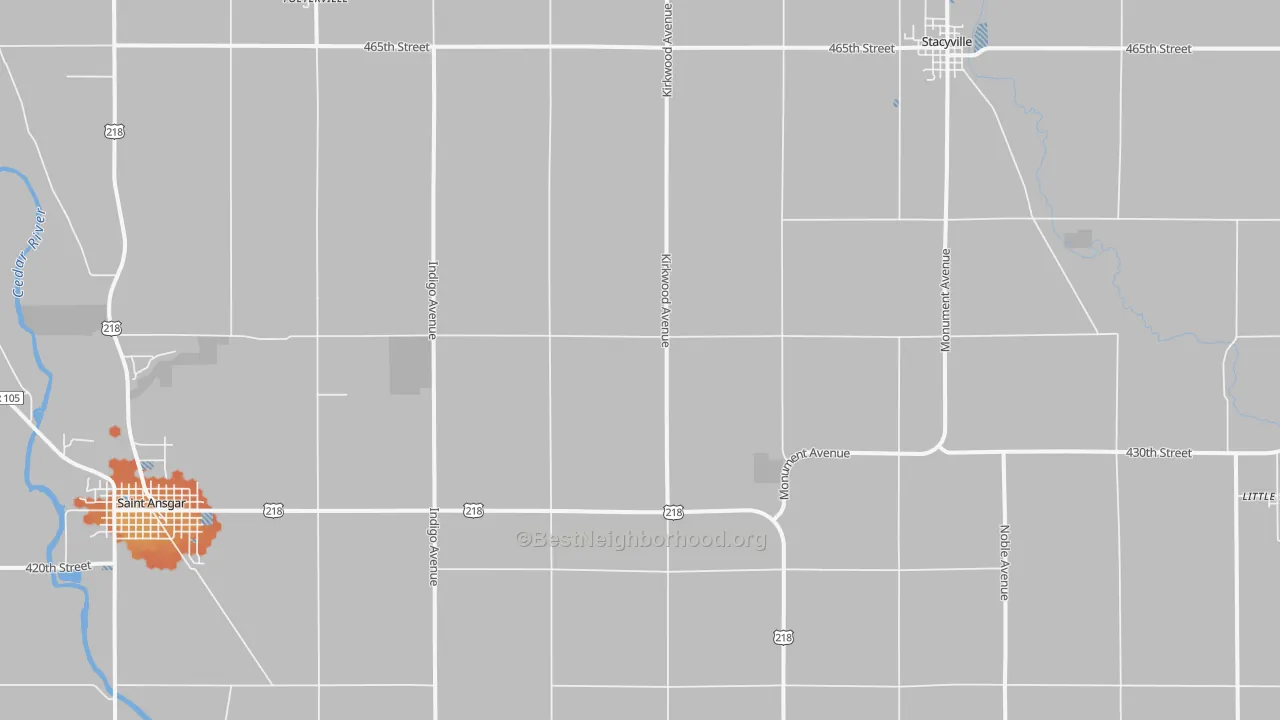 Bike Grade map of Toeterville, IA