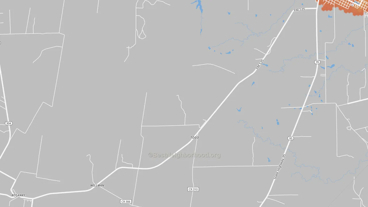 Bike Grade map of Togo, TX