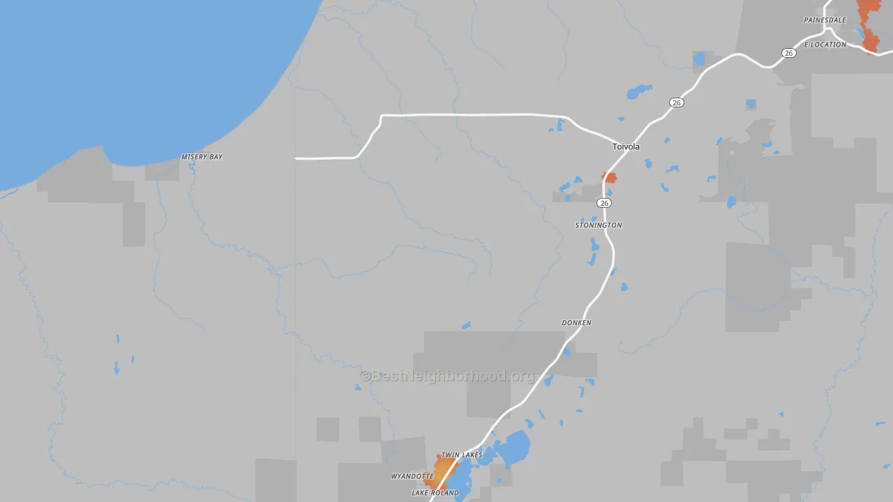 Bike Grade map of Toivola, MI