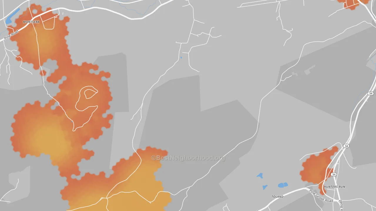 Bike Grade map of Toland, PA