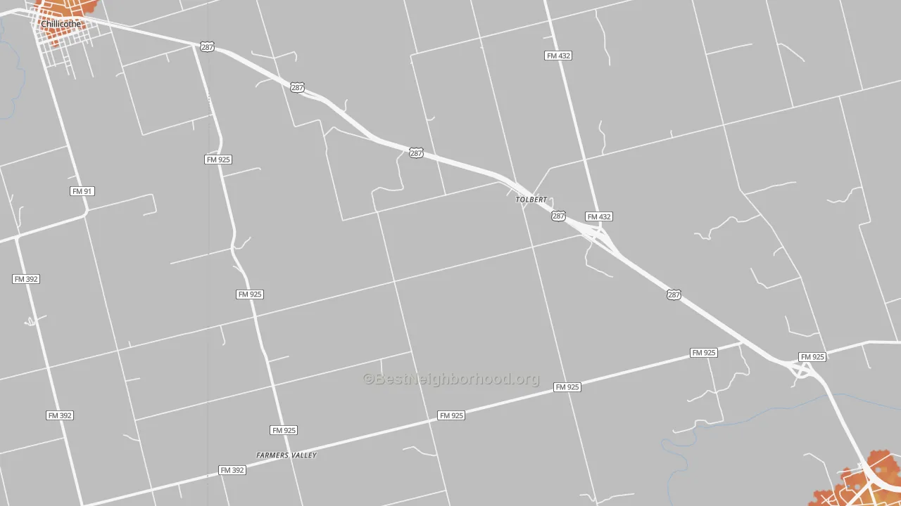 Bike Grade map of Tolbert, TX