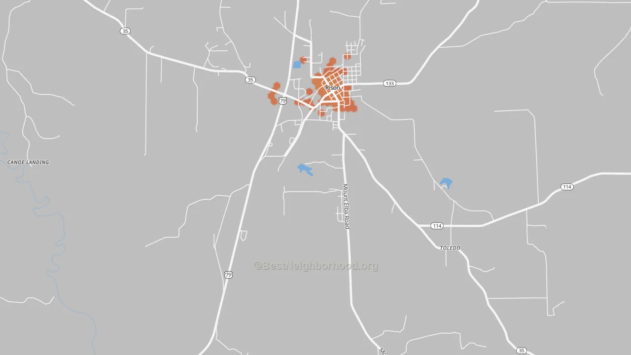 Bike Grade map of Toledo, AR