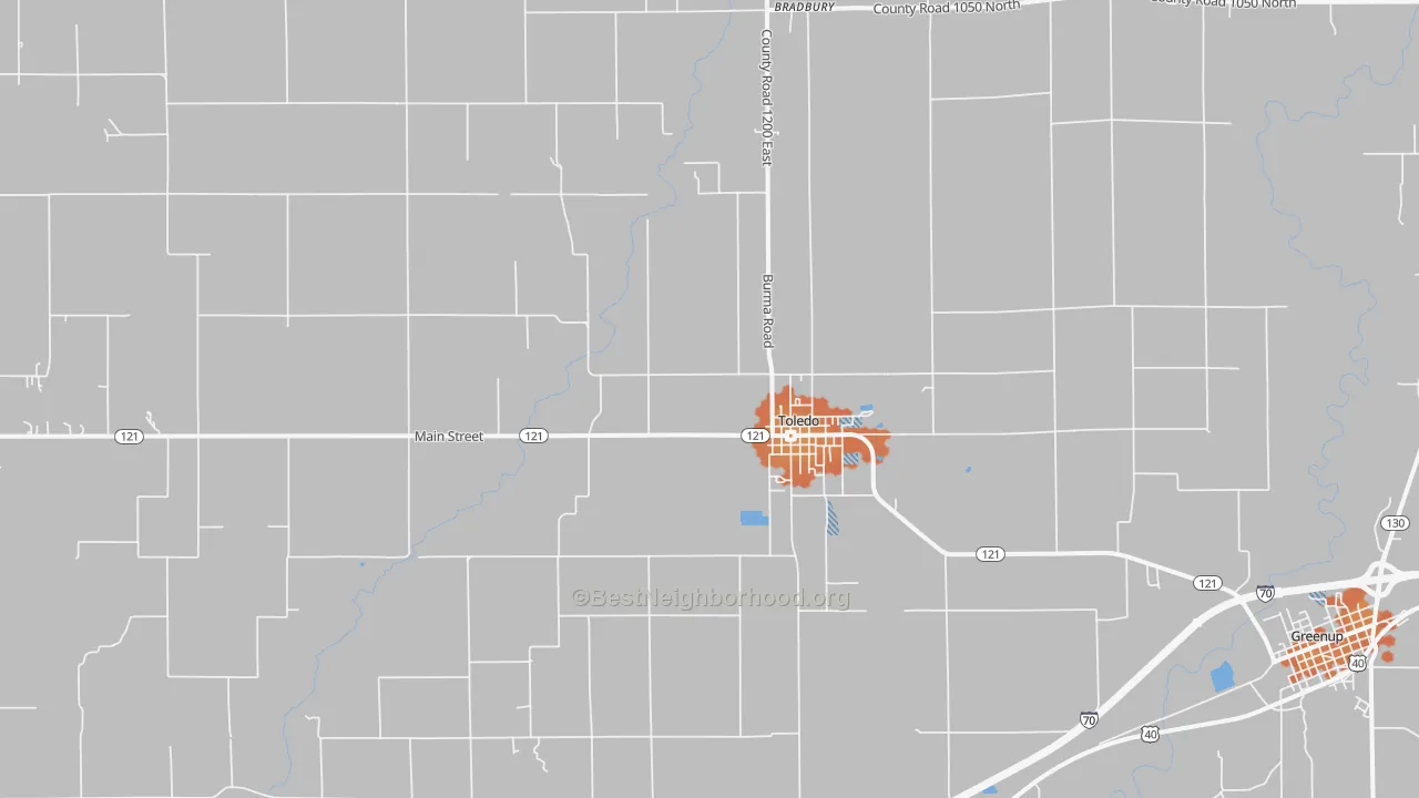 Bike Grade map of Toledo, IL