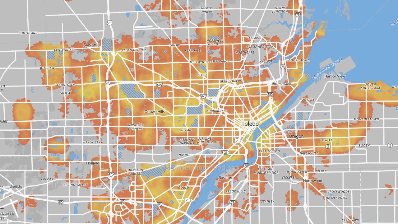 Bike Grade map of Toledo, OH