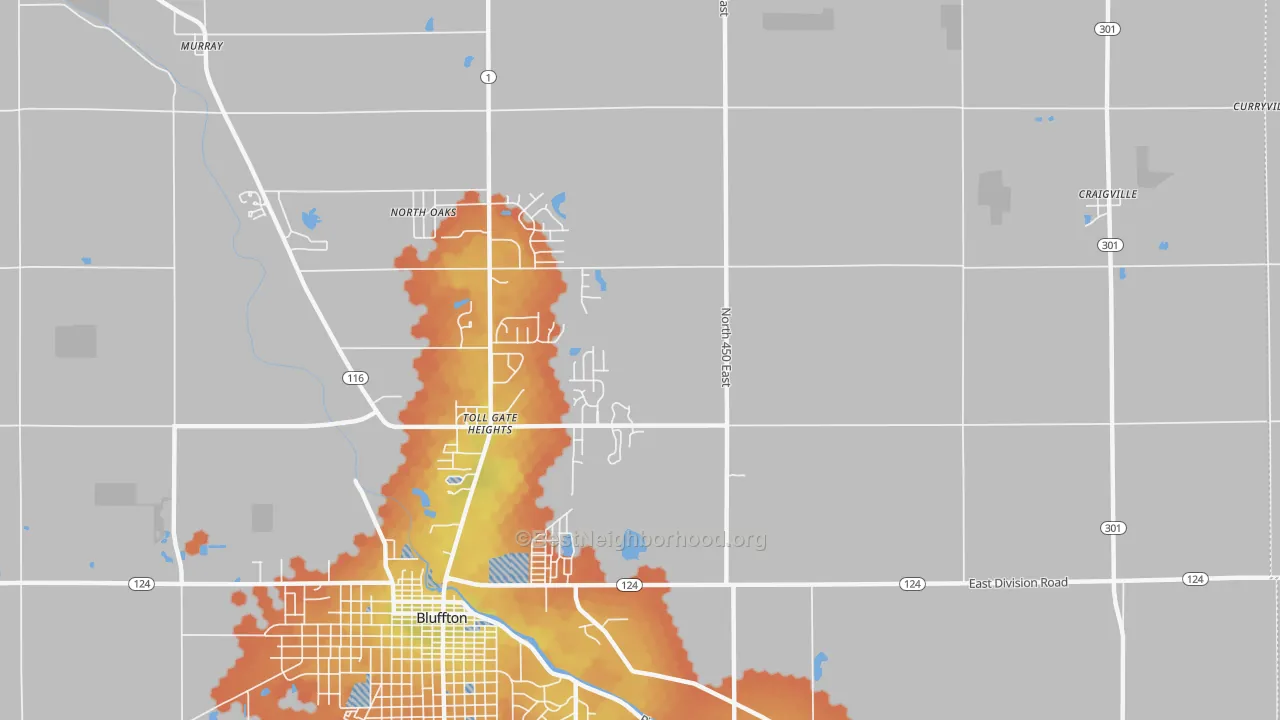 Bike Grade map of Toll Gate Heights, IN