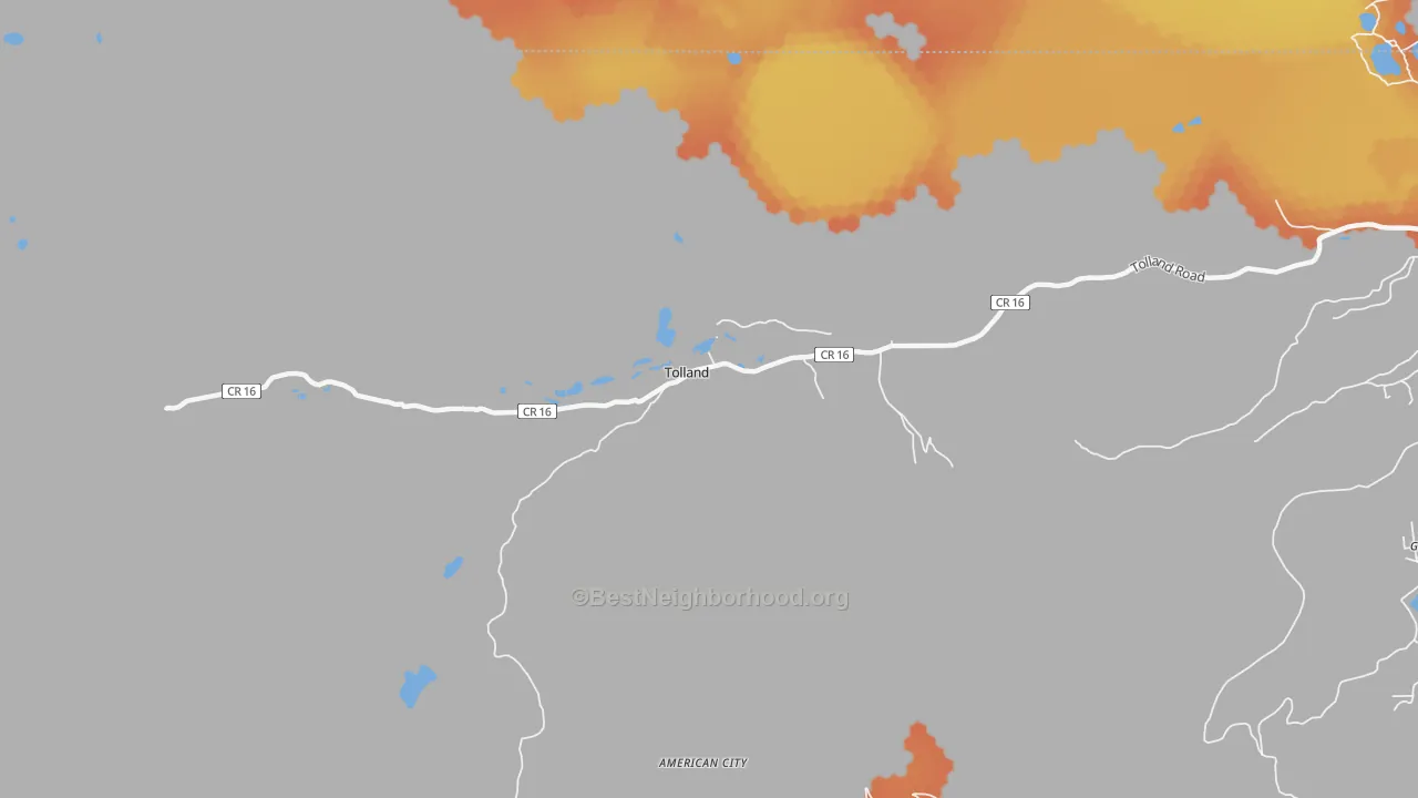 Bike Grade map of Tolland, CO