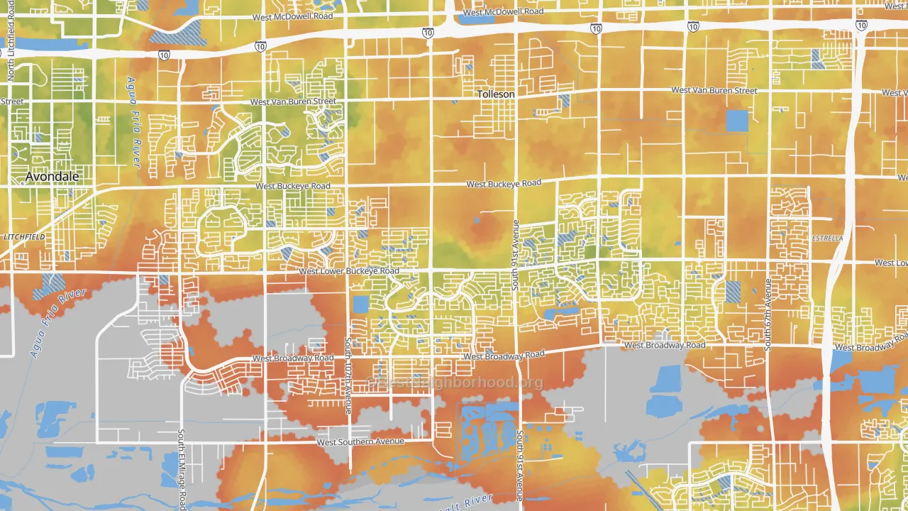 Bike Grade map of Tolleson, AZ