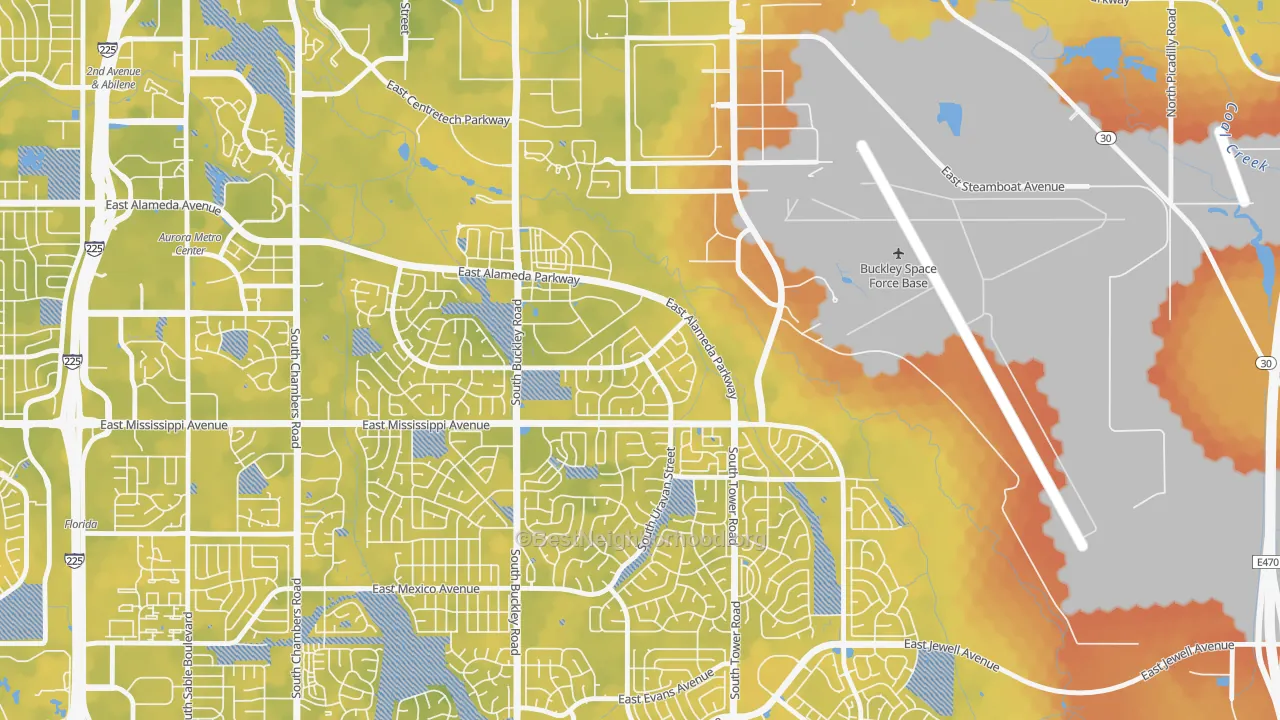 Bike Grade map of Tollgate Overlook, Aurora, CO