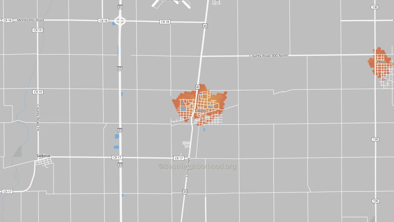 Bike Grade map of Tolono, IL