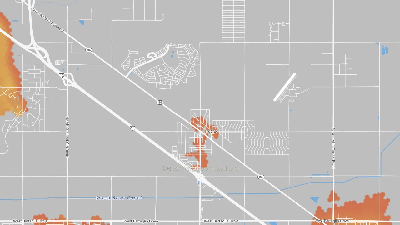 Bike Grade map of Toltec, AZ