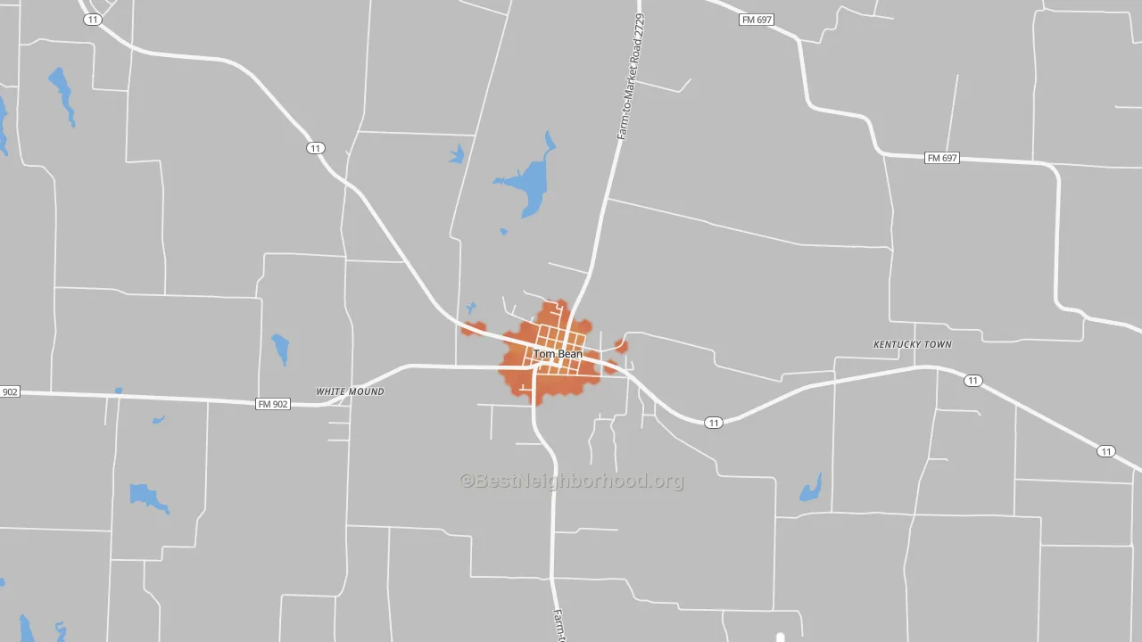 Bike Grade map of Tom Bean, TX