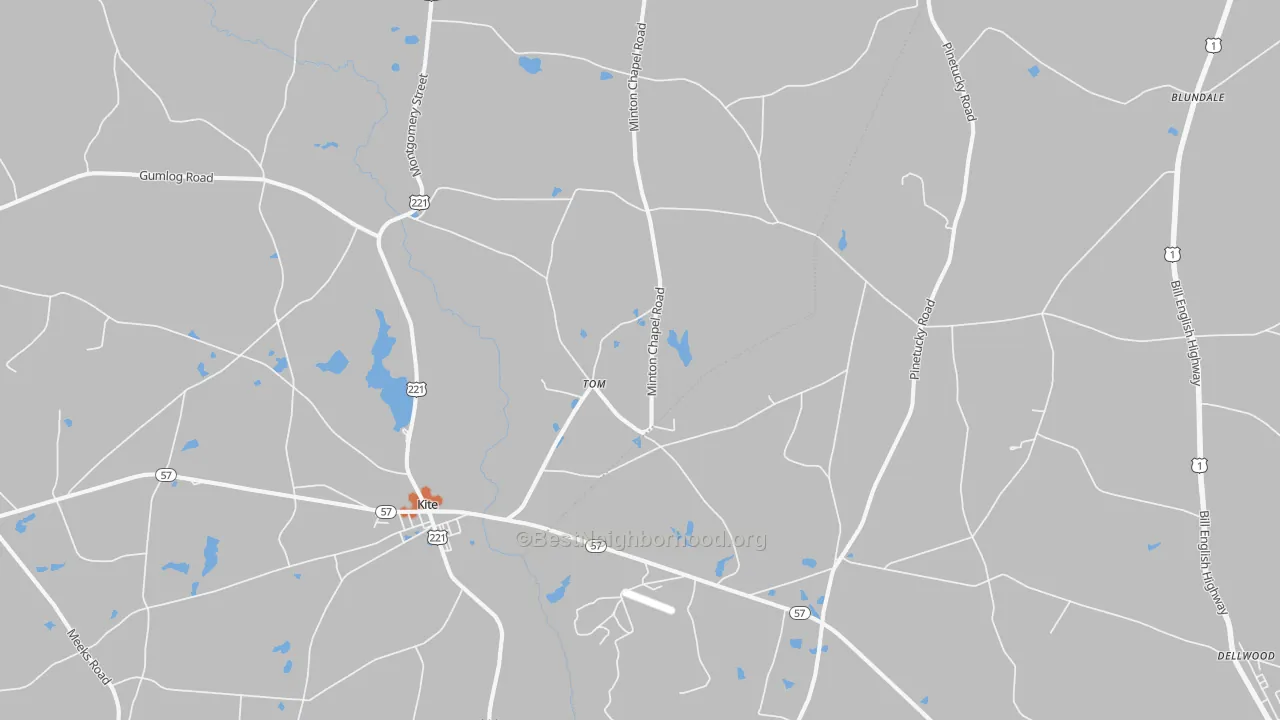 Bike Grade map of Tom, GA