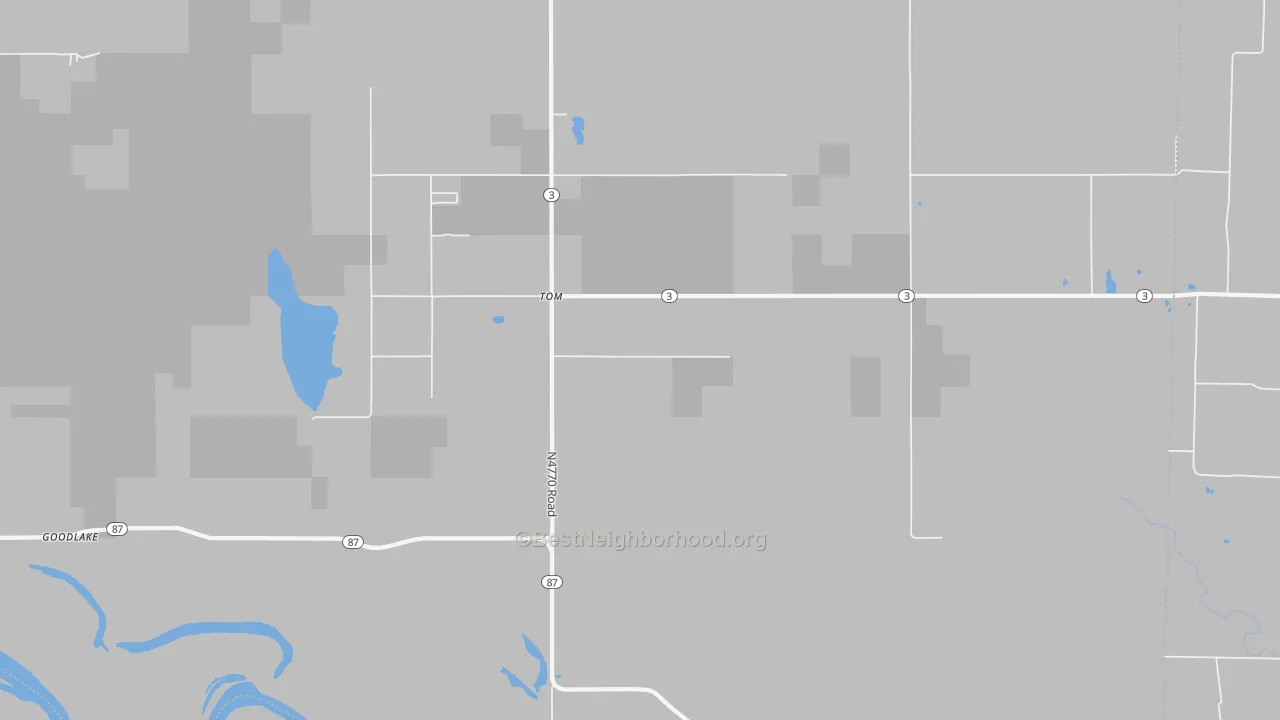 Bike Grade map of Tom, OK