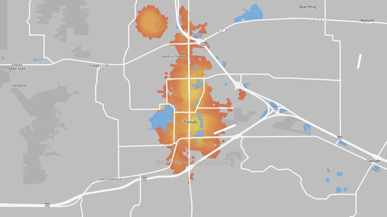 Bike Grade map of Tomah, WI