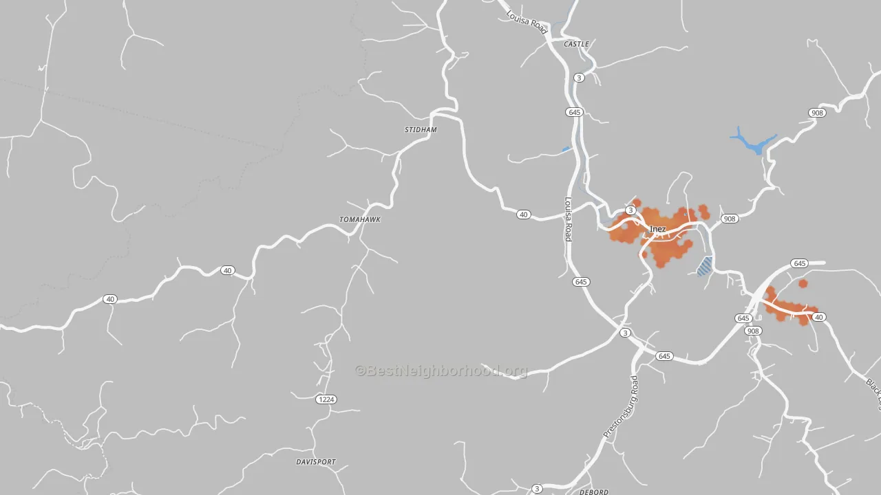 Bike Grade map of Tomahawk, KY