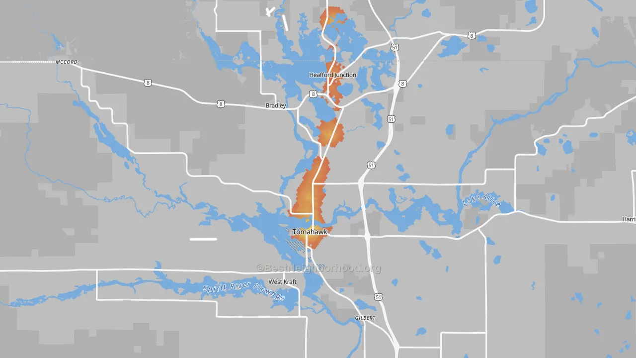 Bike Grade map of Tomahawk, WI