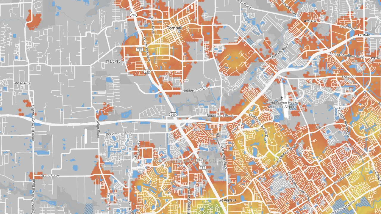 Bike Grade map of Tomball, TX
