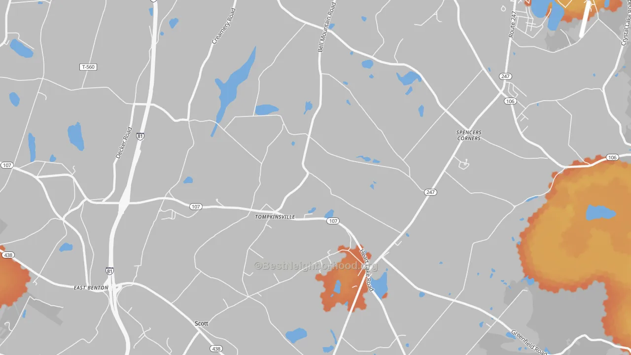 Bike Grade map of Tompkinsville, PA