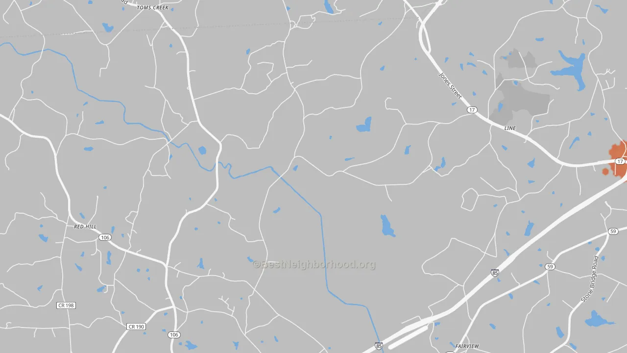 Bike Grade map of Toms Creek, GA