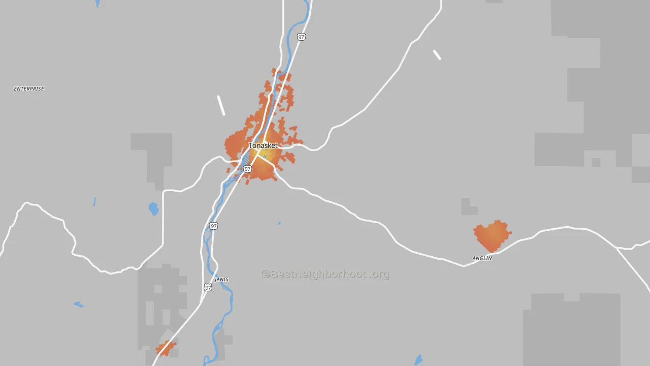 Bike Grade map of Tonasket, WA