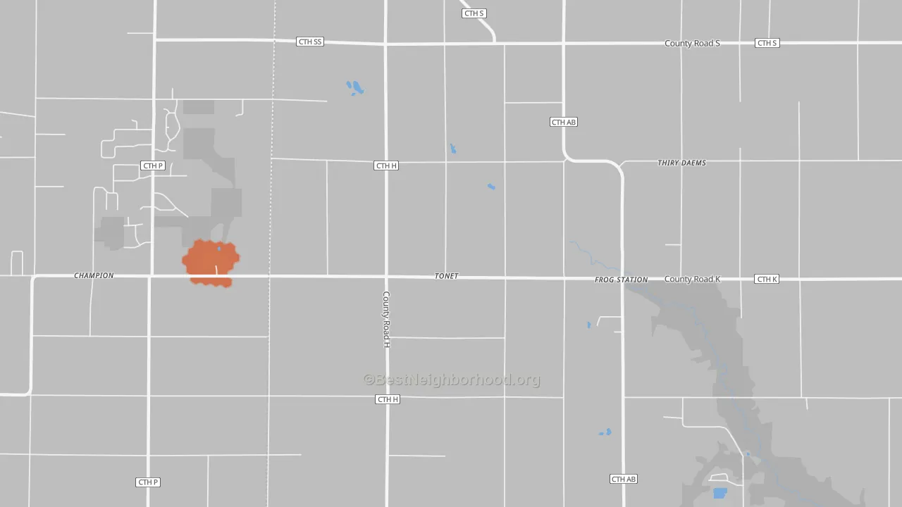 Bike Grade map of Tonet, WI