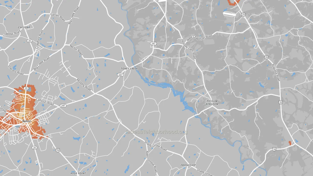 Bike Grade map of Toney Creek, SC