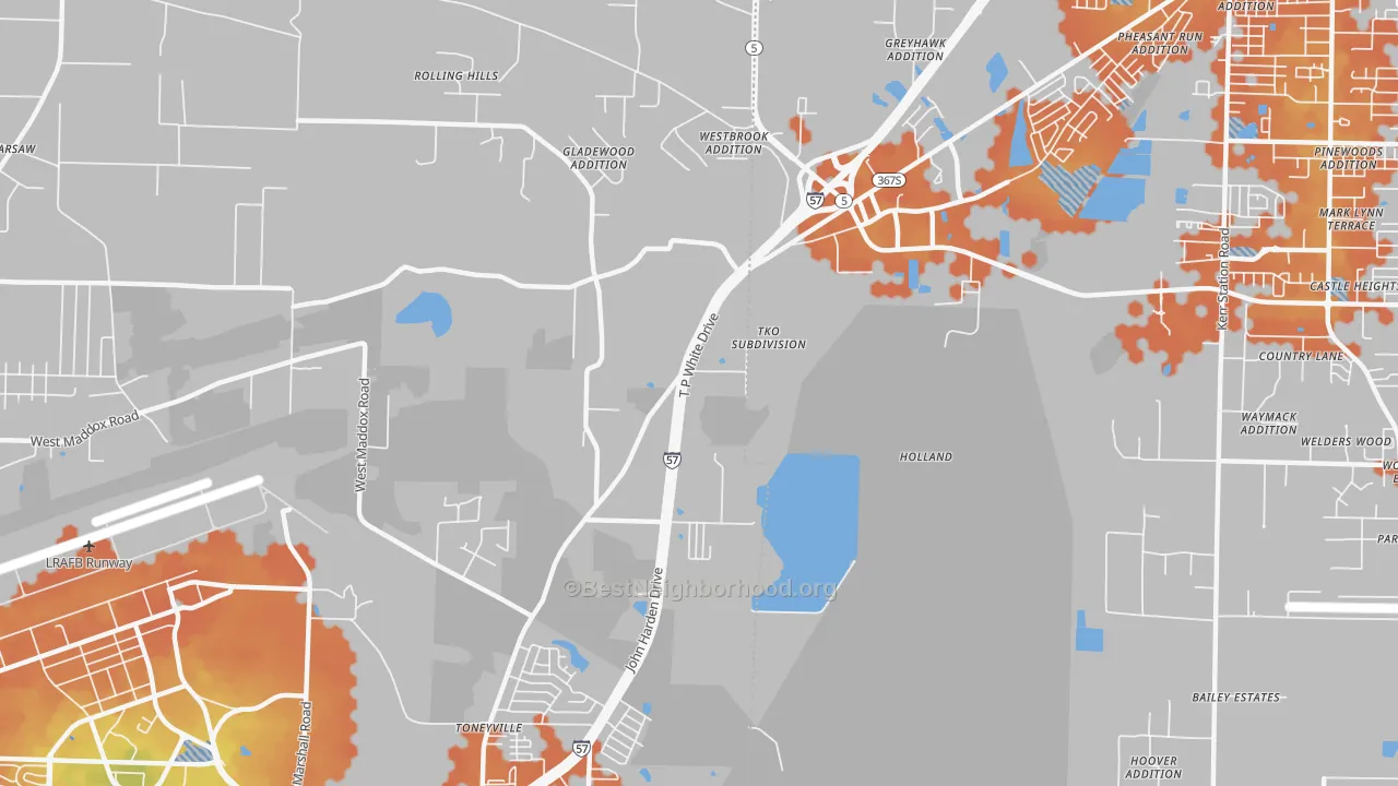 Bike Grade map of Toneyville, AR