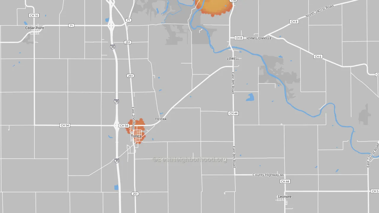 Bike Grade map of Tonica, IL