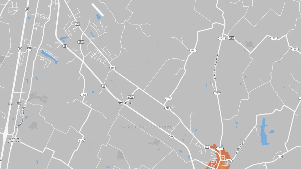 Bike Grade map of Tonieville, KY