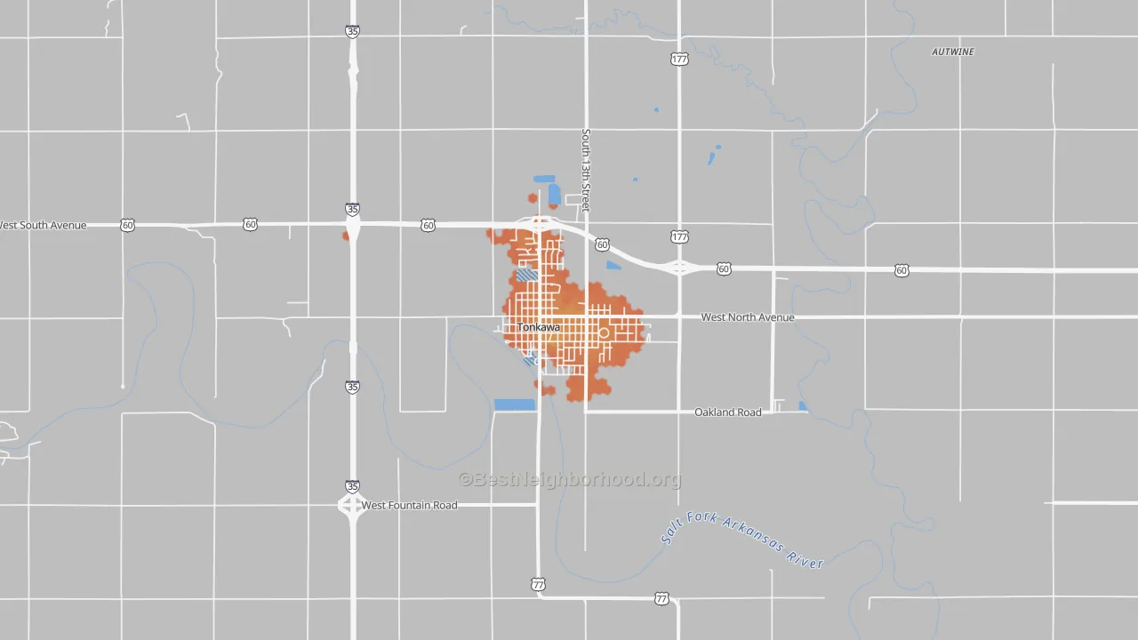 Bike Grade map of Tonkawa, OK