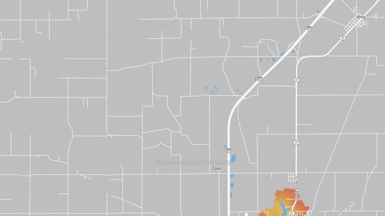 Bike Grade map of Tonti, IL