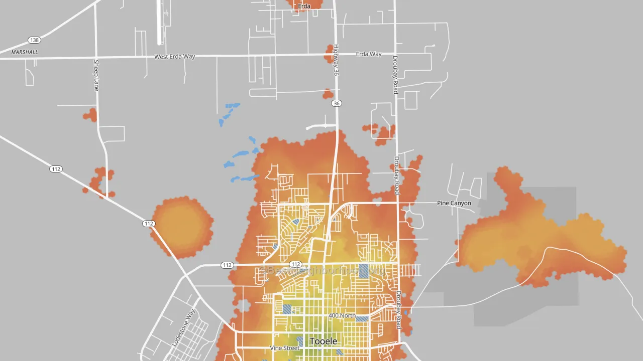 Bike Grade map of Tooele, UT
