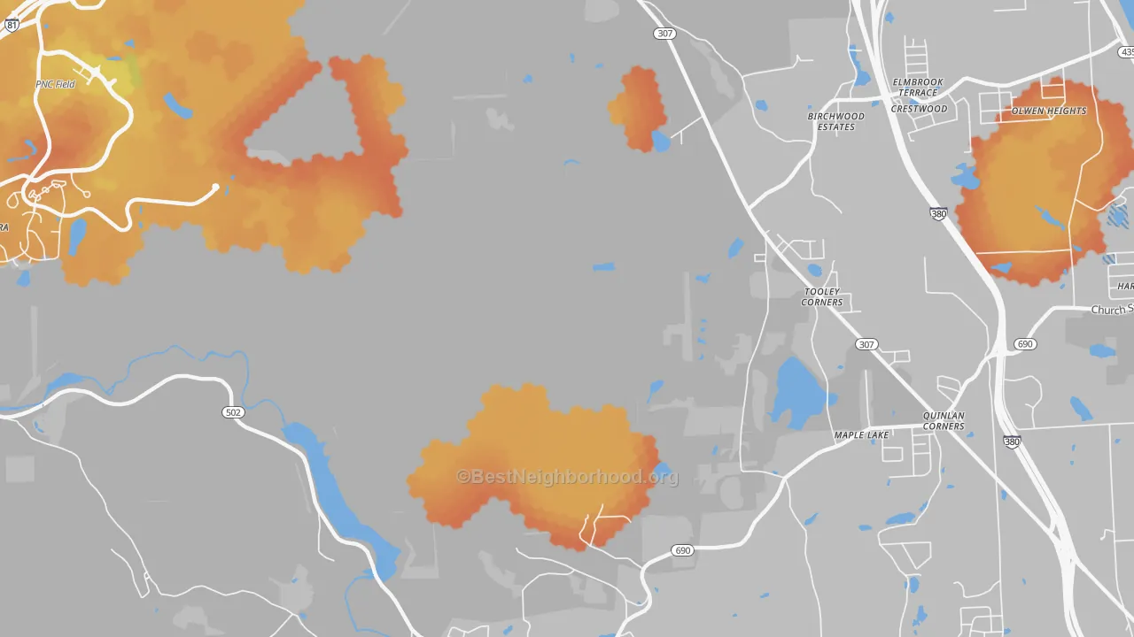 Bike Grade map of Tooley Corners, PA