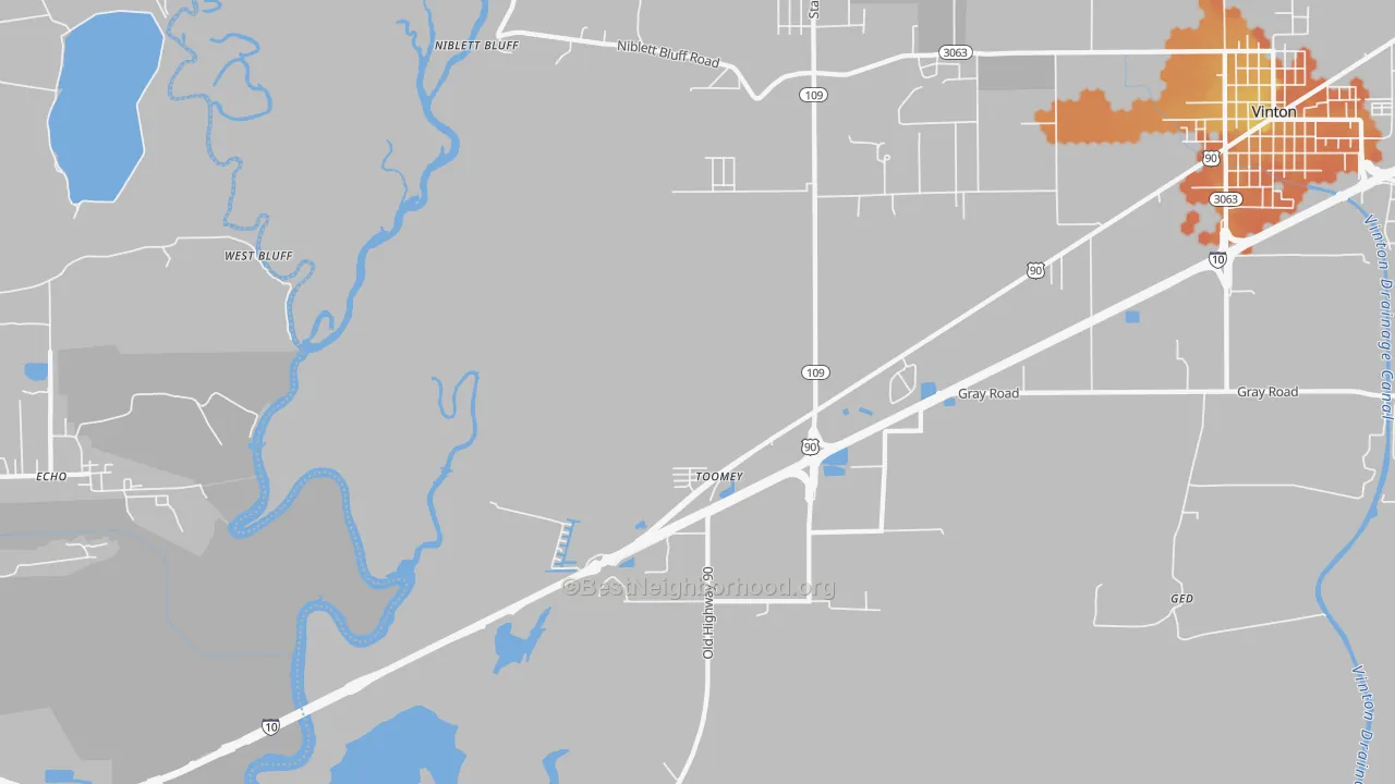 Bike Grade map of Toomey, LA