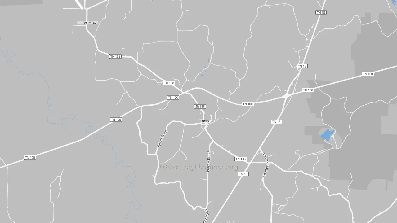 Bike Grade map of Toone, TN