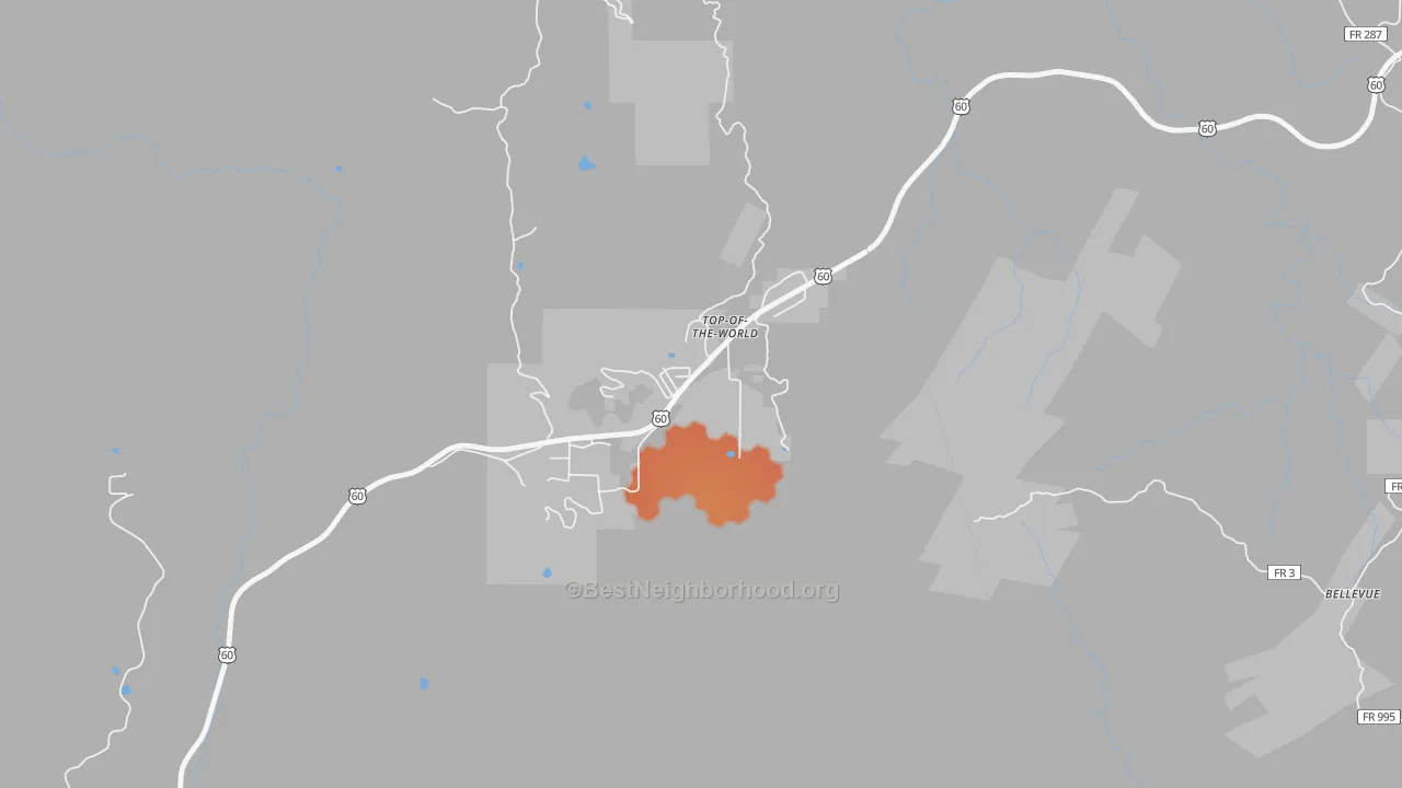Bike Grade map of Top-of-the-World, AZ
