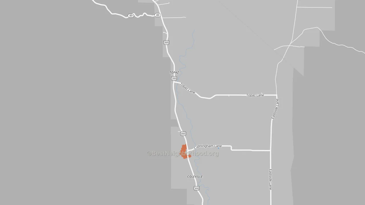 Bike Grade map of Topaz, CA