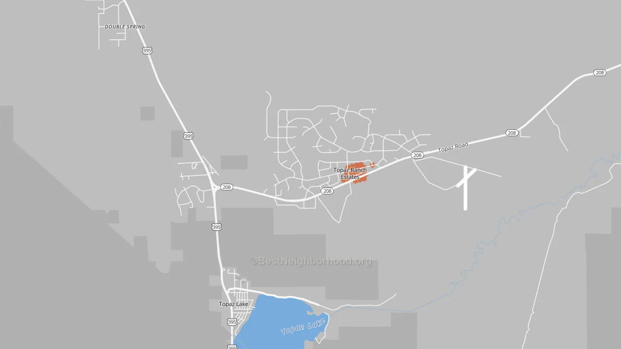 Bike Grade map of Topaz Lake, NV