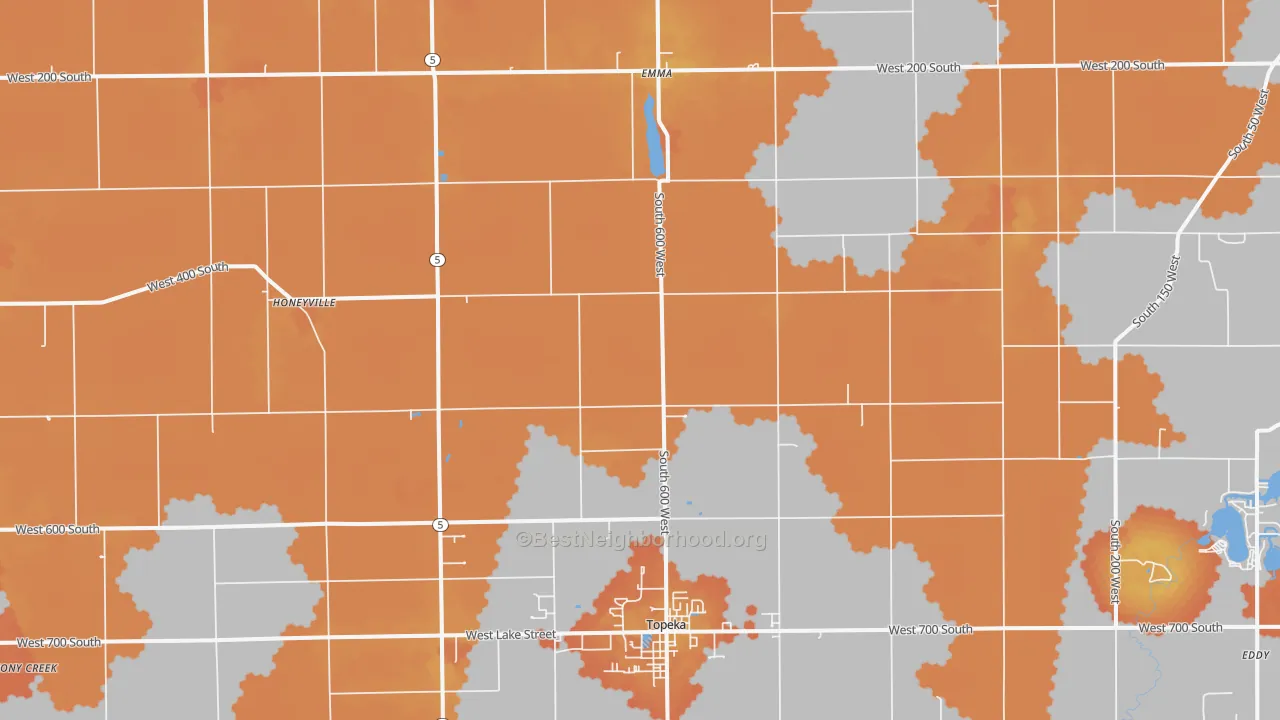 Bike Grade map of Topeka, IN