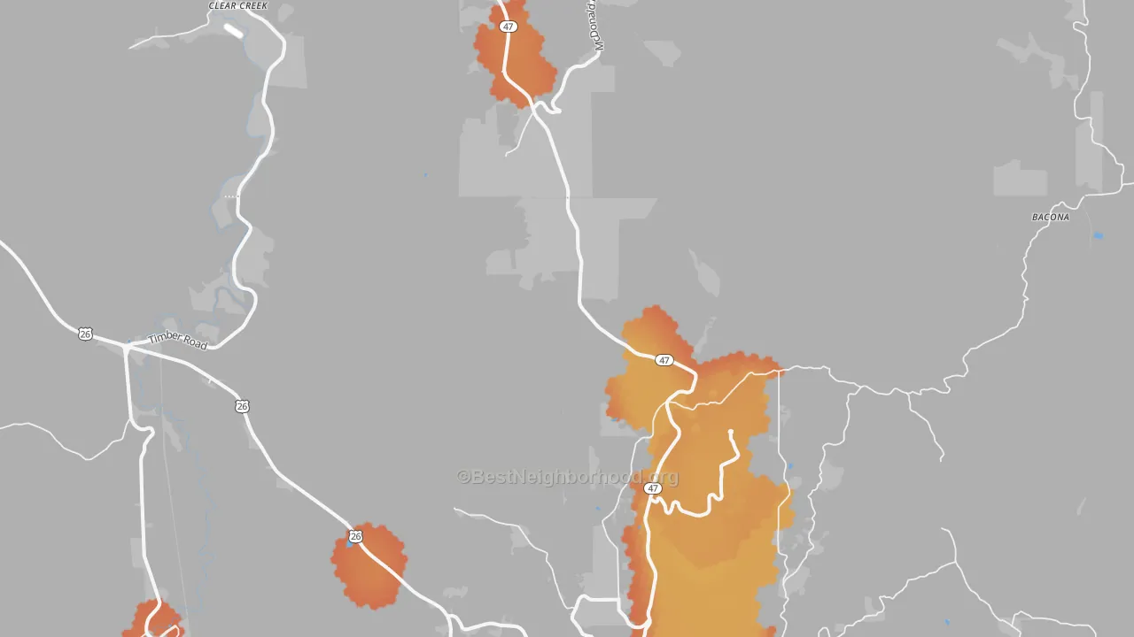 Bike Grade map of Tophill, OR