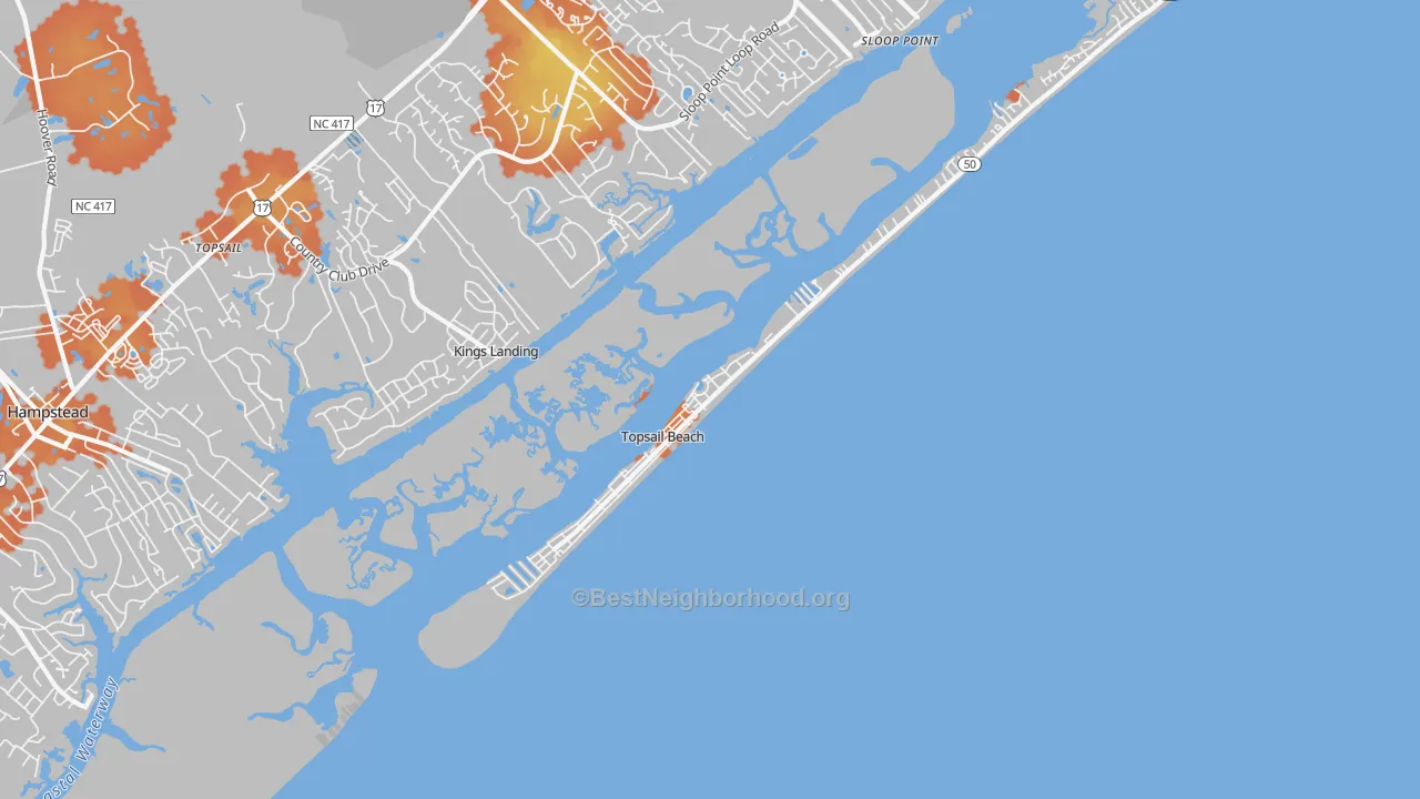 Bike Grade map of Topsail Beach, NC