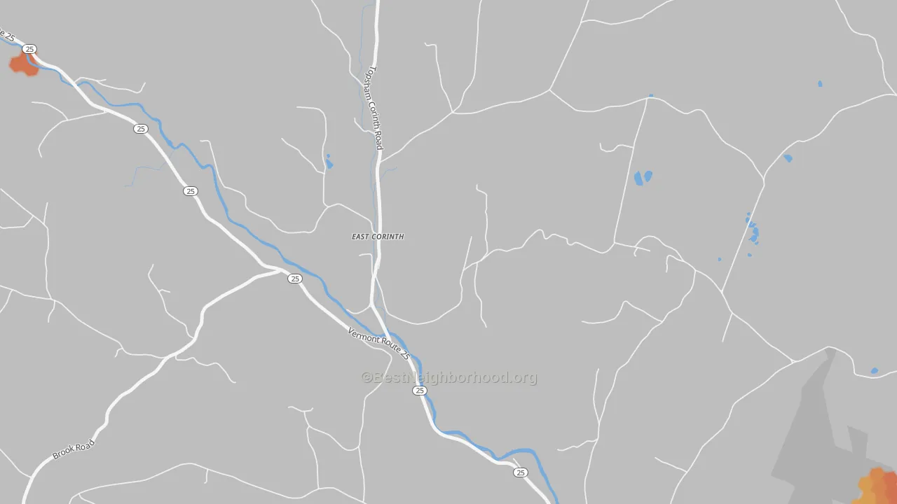 Bike Grade map of Topsham Four Corners, VT