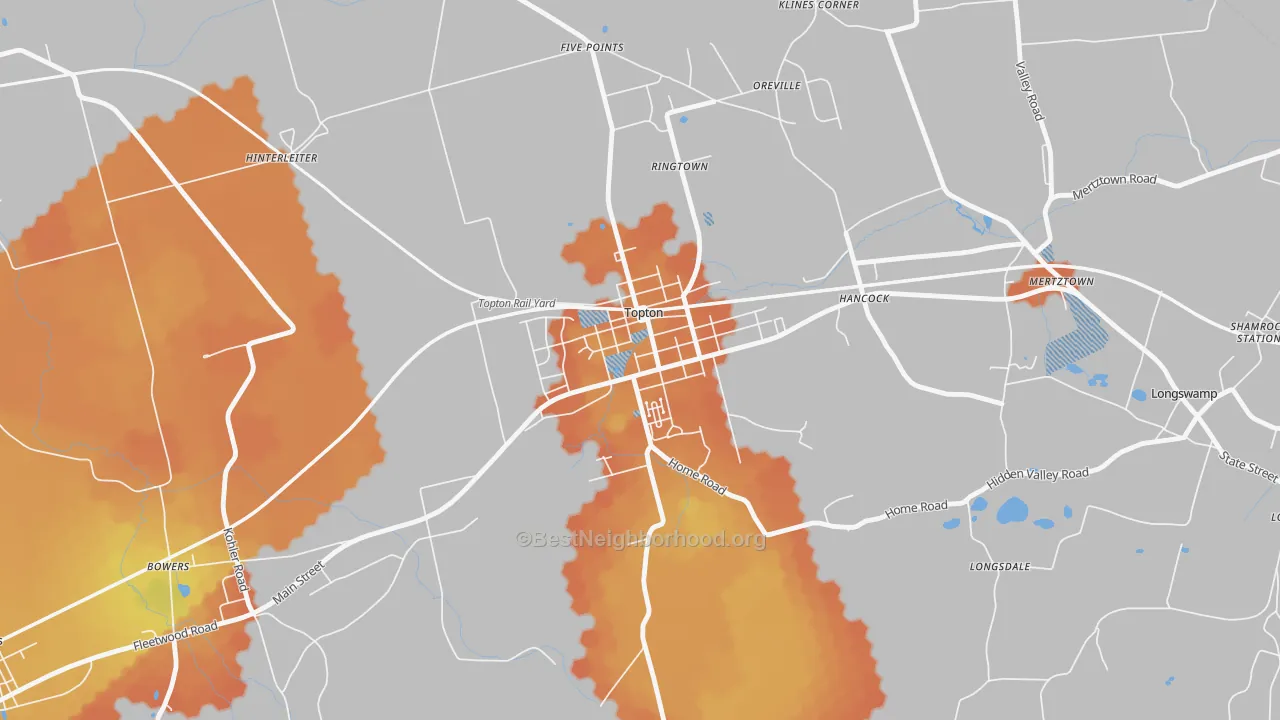 Bike Grade map of Topton, PA