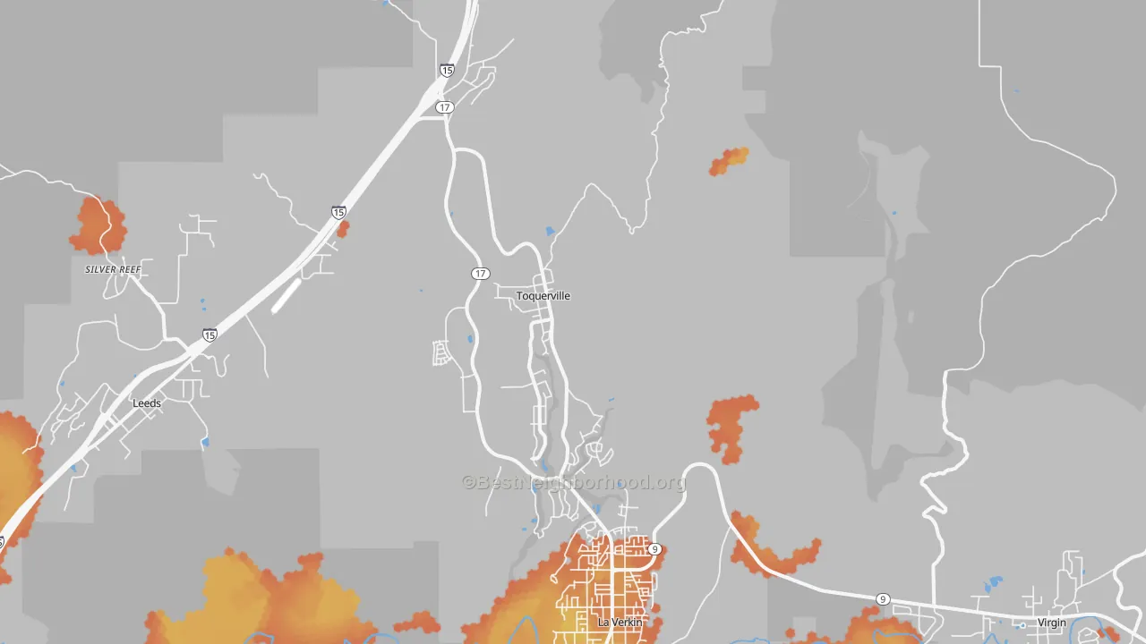 Bike Grade map of Toquerville, UT