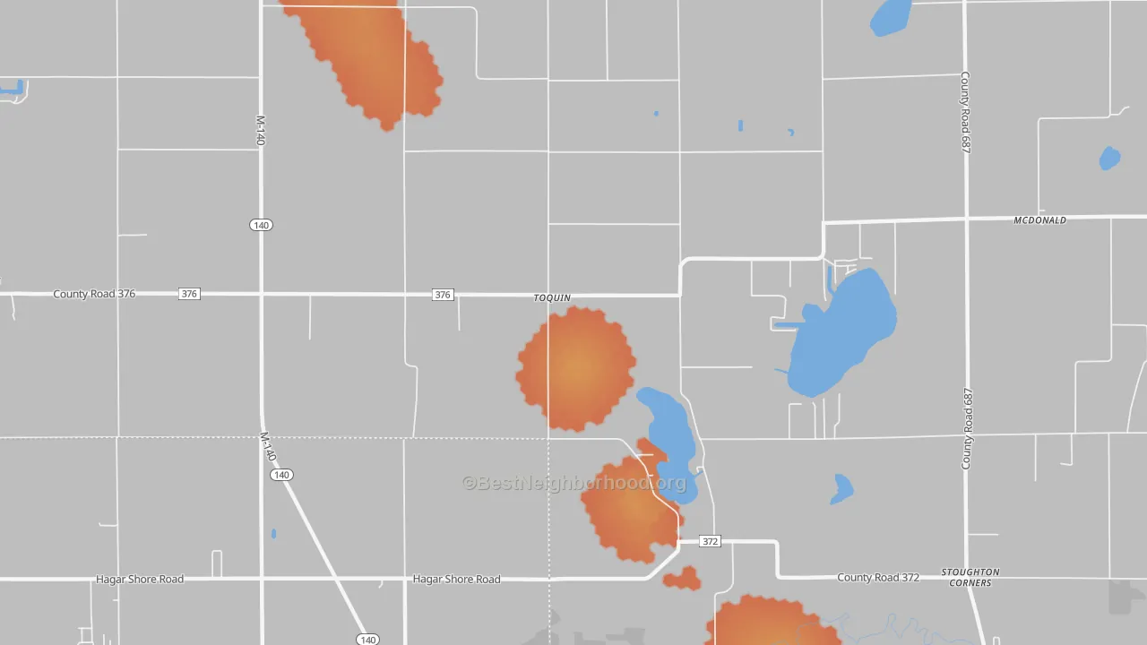 Bike Grade map of Toquin, MI