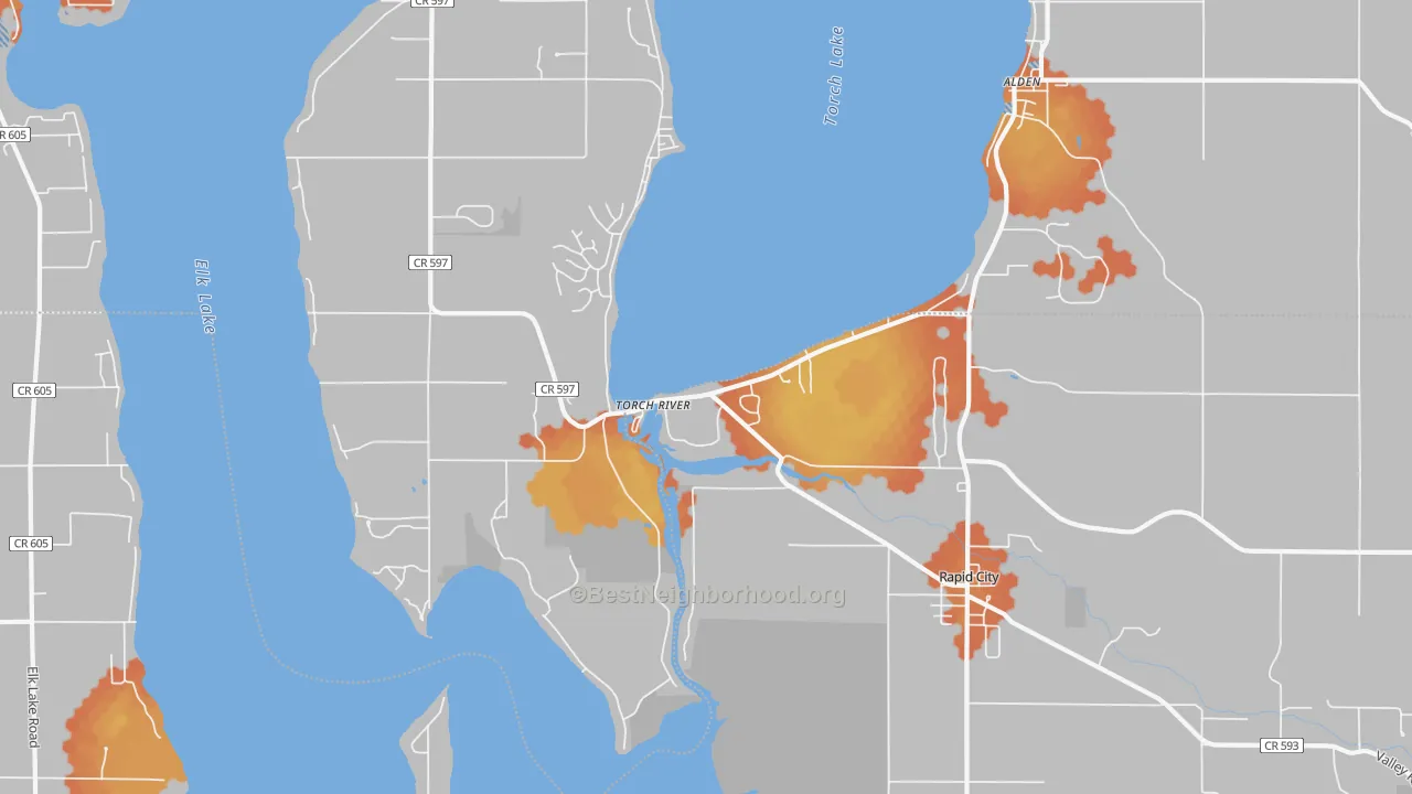 Bike Grade map of Torch River, MI