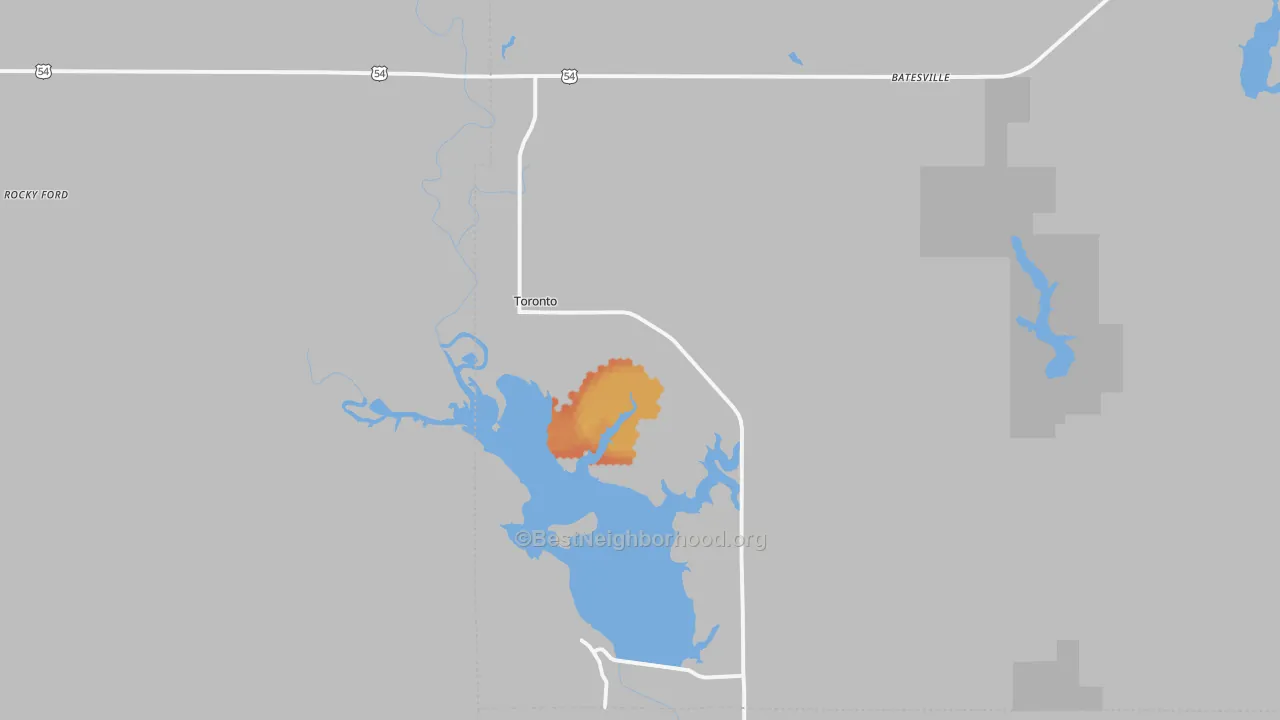Bike Grade map of Toronto, KS