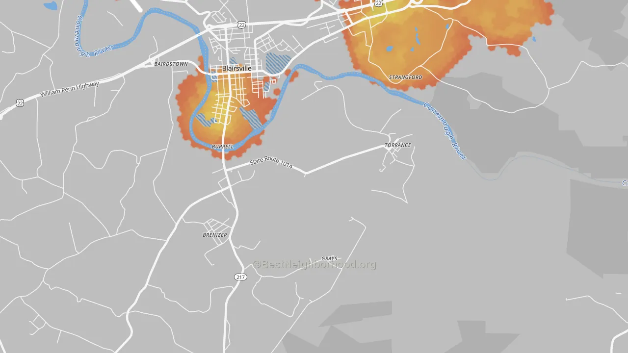 Bike Grade map of Torrance, PA